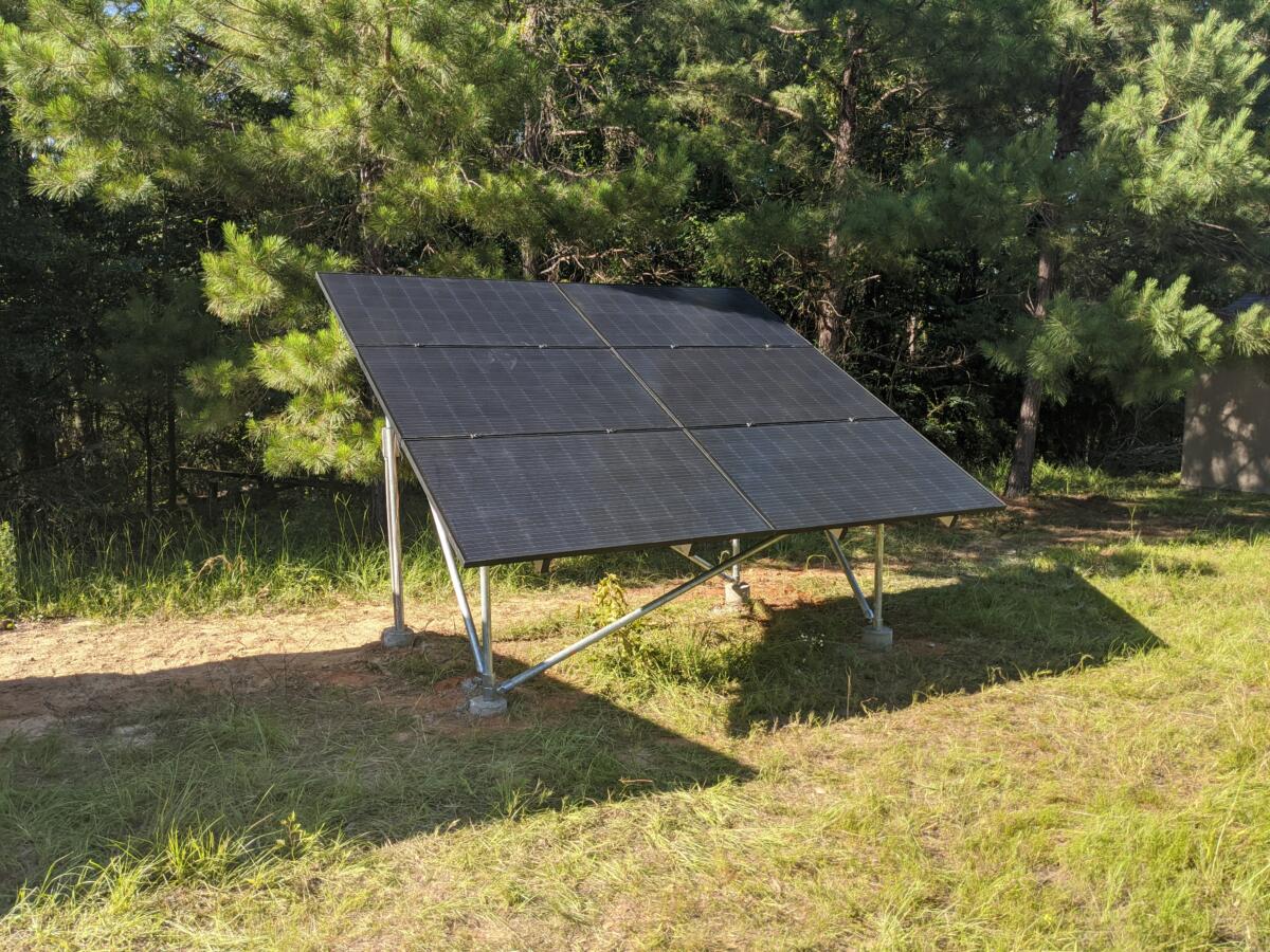 Solar Panel Mounted on Grass